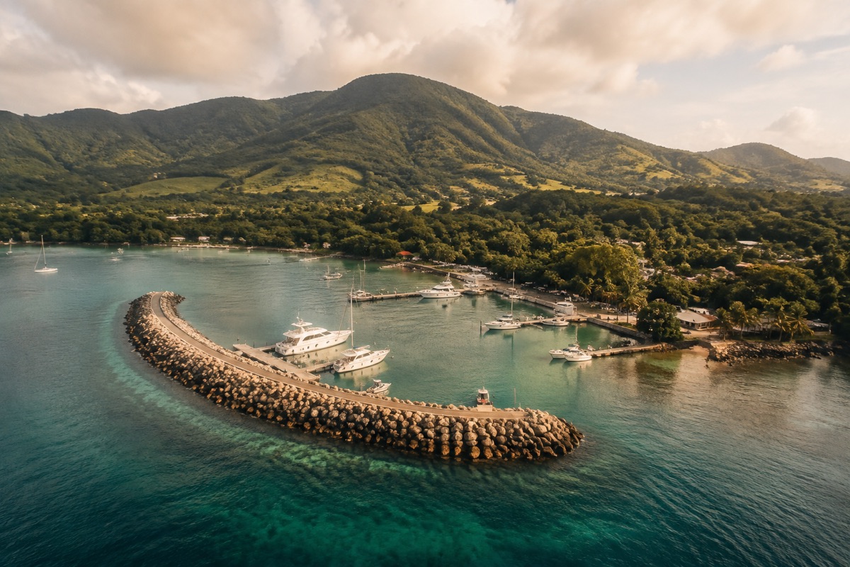 An island harbor illustrating the offshore planning discussion